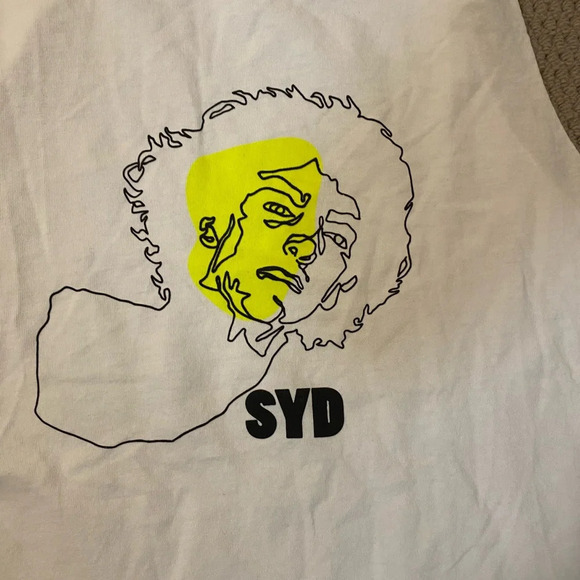 SANDRINE ROSE X Free People Syd Barrett Graphic Muscle Tee med white/neon yellow - Picture 3 of 6